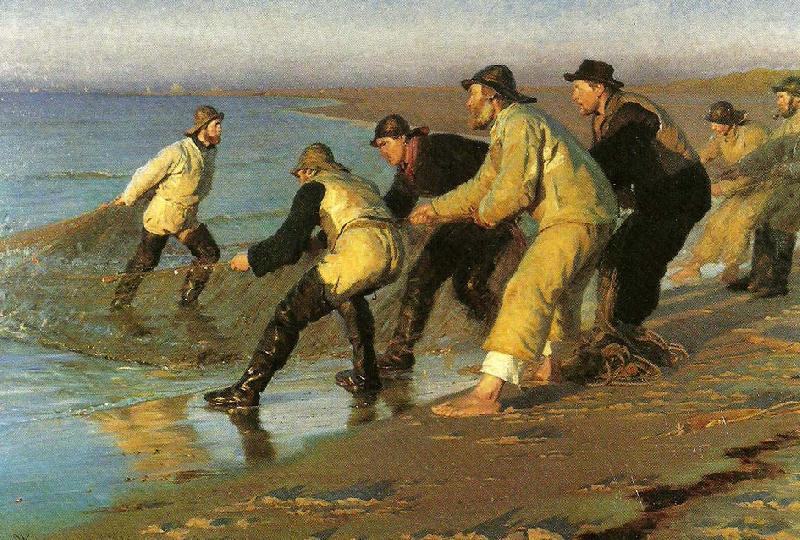 Peter Severin Kroyer fiskere traekker vod pa skagen nordstrand china oil painting image
